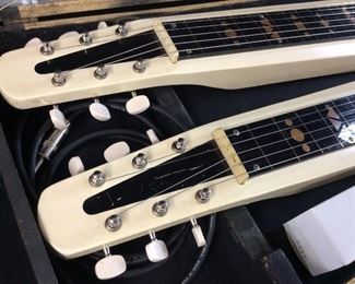 EARLY 1950s SUPRO TWIN NECK LAP STEEL GUITAR w CASE,