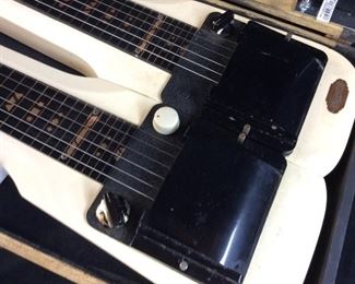 EARLY 1950s SUPRO TWIN NECK LAP STEEL GUITAR w CASE,