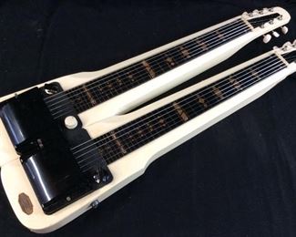 EARLY 1950s SUPRO TWIN NECK LAP STEEL GUITAR w CASE,