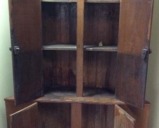 ANTIQUE 1800s CORNER KITCHEN CABINET