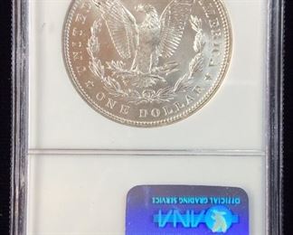 1888 MORGAN SILVER DOLLAR GRADED MS65, BINION COLLECTION