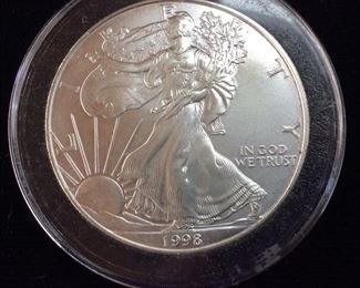 1998 SILVER AMERICAN EAGLE DOLLAR, 1 OUNCE