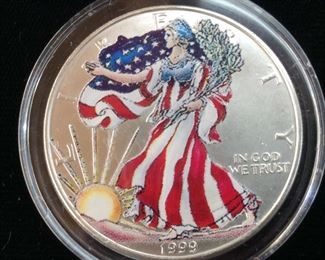 1999 SILVER AMERICAN EAGLE DOLLAR, COLORED