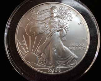 2004 SILVER AMERICAN EAGLE DOLLAR, 1 OUNCE