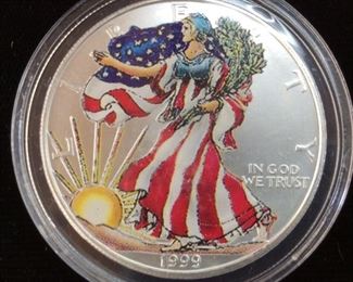 1999 SILVER AMERICAN EAGLE DOLLAR, COLORIZED #2