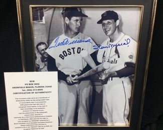 AUTOGRAPHED TED WILLIAMS & STAN MUSIAL PHOTO w SCM COA