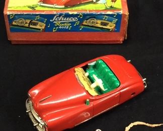 VTG. SCHUCO RADIO 4012 WIND-UP TIN CAR, WEST GERMAN w BOX