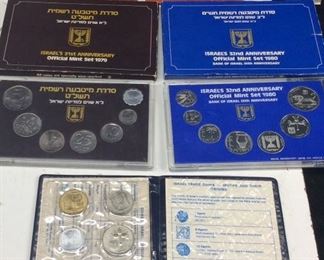 ASSORTED ISRAEL COINS, OFFICIAL MINT SET 1969, 79' & 80'