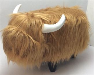 JOSHUA STEINBERG CLASSIC SAFARI OTTOMAN HIGHLAND COW