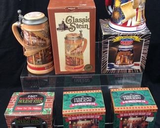 6 BUDWEISER STEINS, GERZ. W. GERMAN & CERTEMARTE BRAZIL