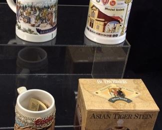 4 STEINS, BUDWEISER TIGER, STROH’S, COORS