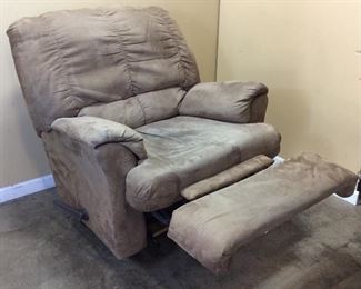 BEIGE MICROSUEDE RECLINER