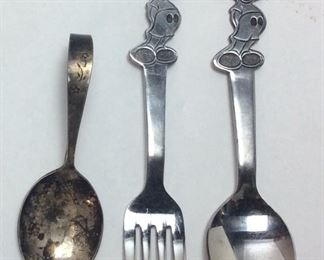 1 STERLING SILVER SPOON & WALT DISNEY MICKEY MOUSE SPOONS