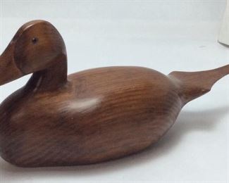 SIGNED N.J. SMITH CARVED WOOD DUCK