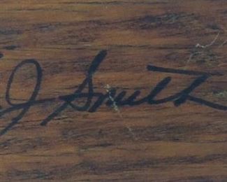 SIGNED N.J. SMITH CARVED WOOD DUCK