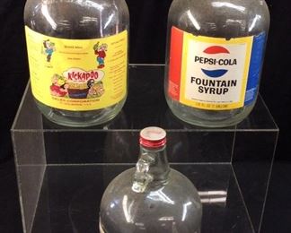 3 VTG. SODA SYRUP BOTTLES