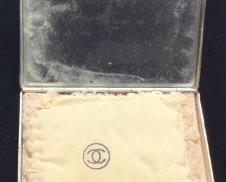 VTG. CHANEL STERLING SILVER LATTICE PATTERN COMPACT MIRROR