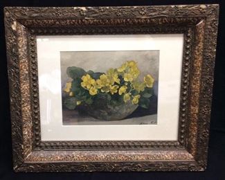 ANTIQUE ORIGINAL WATERCOLOR SIGNED ELLEN ROBBINS