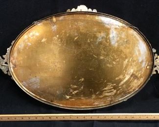 ANTIQUE BRASS REVERSE PAINTING BUBBLE GLASS ART, WINDMILL SCENE