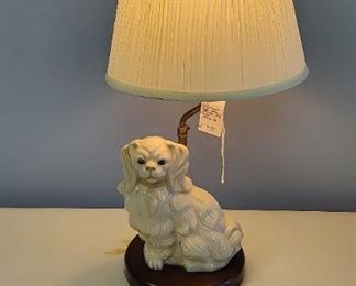 Vintage 60s Staffordshire Style King Charles Dog Lamp