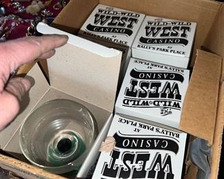 Wild Wild West casino margarita glasses in boxes
