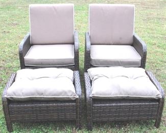 193 - 4-piece Outdoor Furniture - 2 chairs, 26 x 25 x 35   ottomans - 26 x 20 x 15      