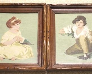 38 - Pair of Framed Needlepoints 14.5 x 12.5
