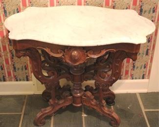 84 - Marble Top Table - 32 x 18.x5 x 27

