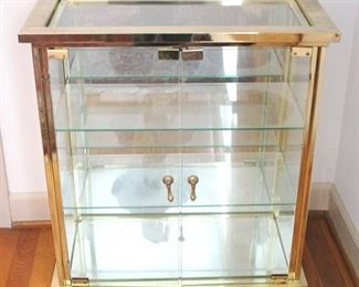 121 - Glass w/ Brass Display Case Cabinet 24 x 12 x 28
