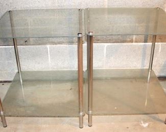 226 - Pair Glass/Metal End Tables - 20 x 20 x 22.5
