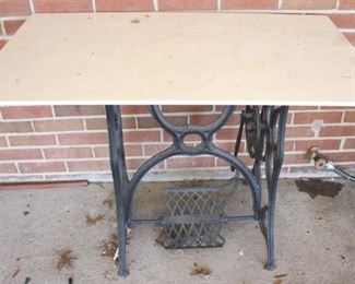 228 - Cast Iron Sewing Stand Table - 40 x 24 x 29
