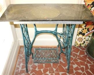 271 - Marble Top Sewing Stand - 34 x 14 x 29
