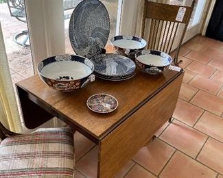 Drop leaf table and Japanese  china 