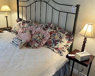 Iron bed and linens