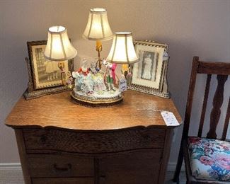 Small oak chest washstand