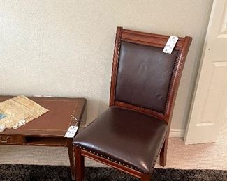 Leather side chair one of two