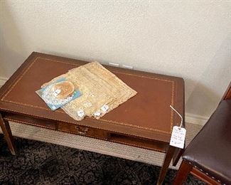Coffee table with leather top