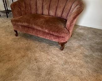 Pair of Napoleon loveseats with horse hair stuffing