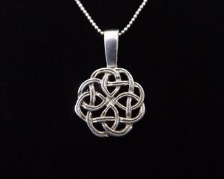 .925 Sterling Silver Celtic Knot Pendant Necklace
