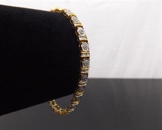 .925 Sterling Silver Diamond Accented Vermeil Tennis Bracelet
