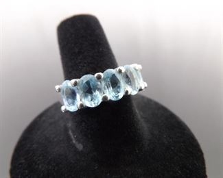 .925 Sterling Silver Oval Cut Topaz Ring Size 8
