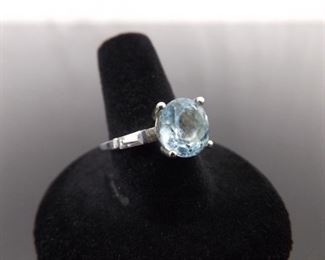 .925 Sterling Silver Topaz Crystal Ring Size 8.25
