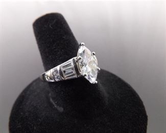 .925 Sterling Silver Marquis Cut Zirconia Ring Size 8
