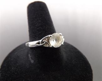 .925 Sterling Silver Zirconia Celtic Knot Ring Size 9.25
