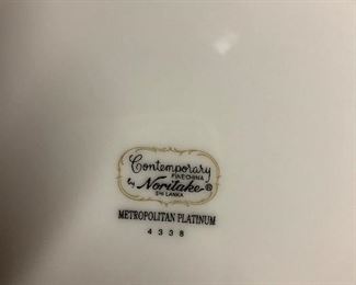 Noritake China set, contemporary, Metropolitan Platinum set, two coordinating patterns