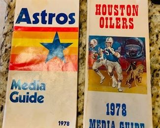 1978 Media Guide - Houston Oilers Earl Campbell, Bud Adams and the Oiler Cheerleaders and 1978 Astros Media Guide