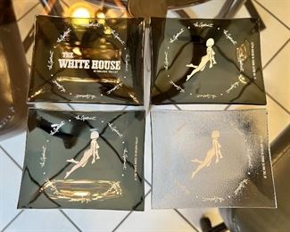C. 1960’s “The White House in Golden Valley” set of 4 smokey glass trays