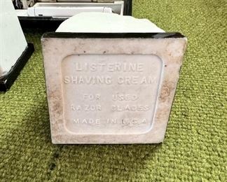 Two Listerine Shaving Cream porcelain “frog” used razor blade holders