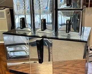 Kromex 5-piece chrome kitchen canister set in excellent vintage condition