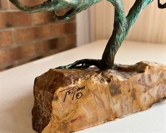 Rare MCM bronze brutalist Cypress Tree sculpture by Bijan J. Bijan, signed
